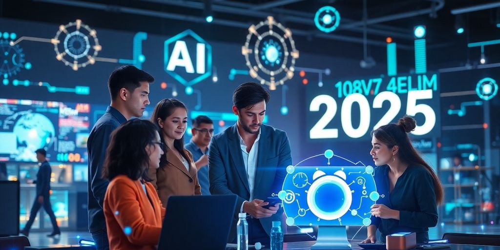 Diverse team collaborating on innovative AI solutions in 2025.