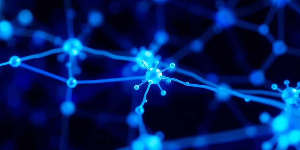 Intricate neural network, glowing connections, solving complex problems.