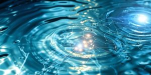 Flowing water, neural networks, computer screen, data processing, insights.